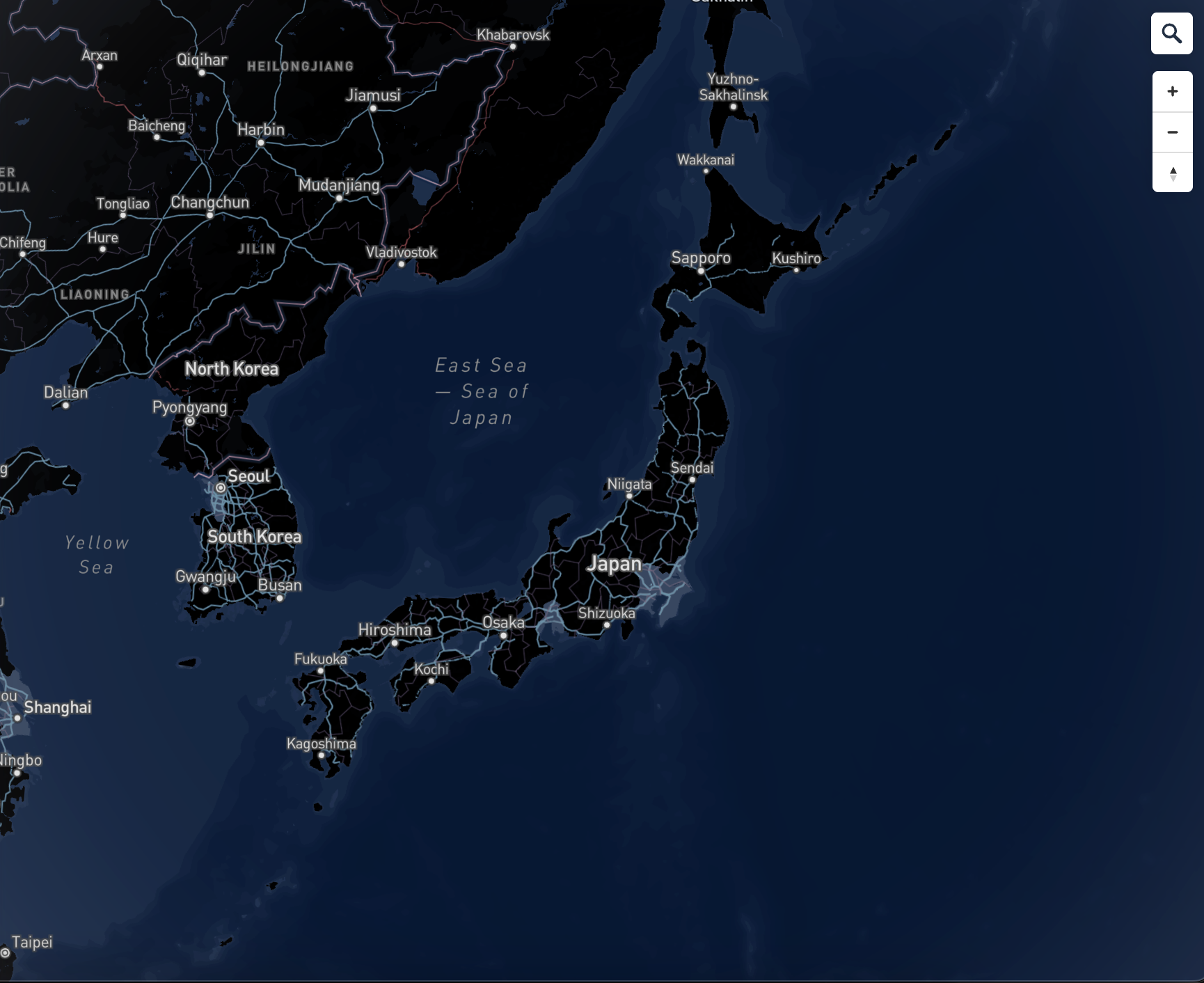Deep Blue Sea Edition: East Asia full map, uniformly modified Water color and Greenspace color to present night Light preset.